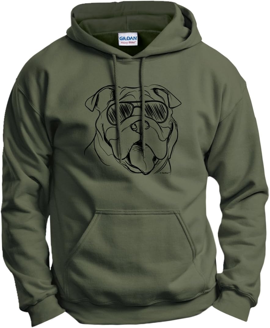 ThisWear Bulldog Gifts English Bulldog Sunglasses Dog Gift Hoodie Sweatshirt