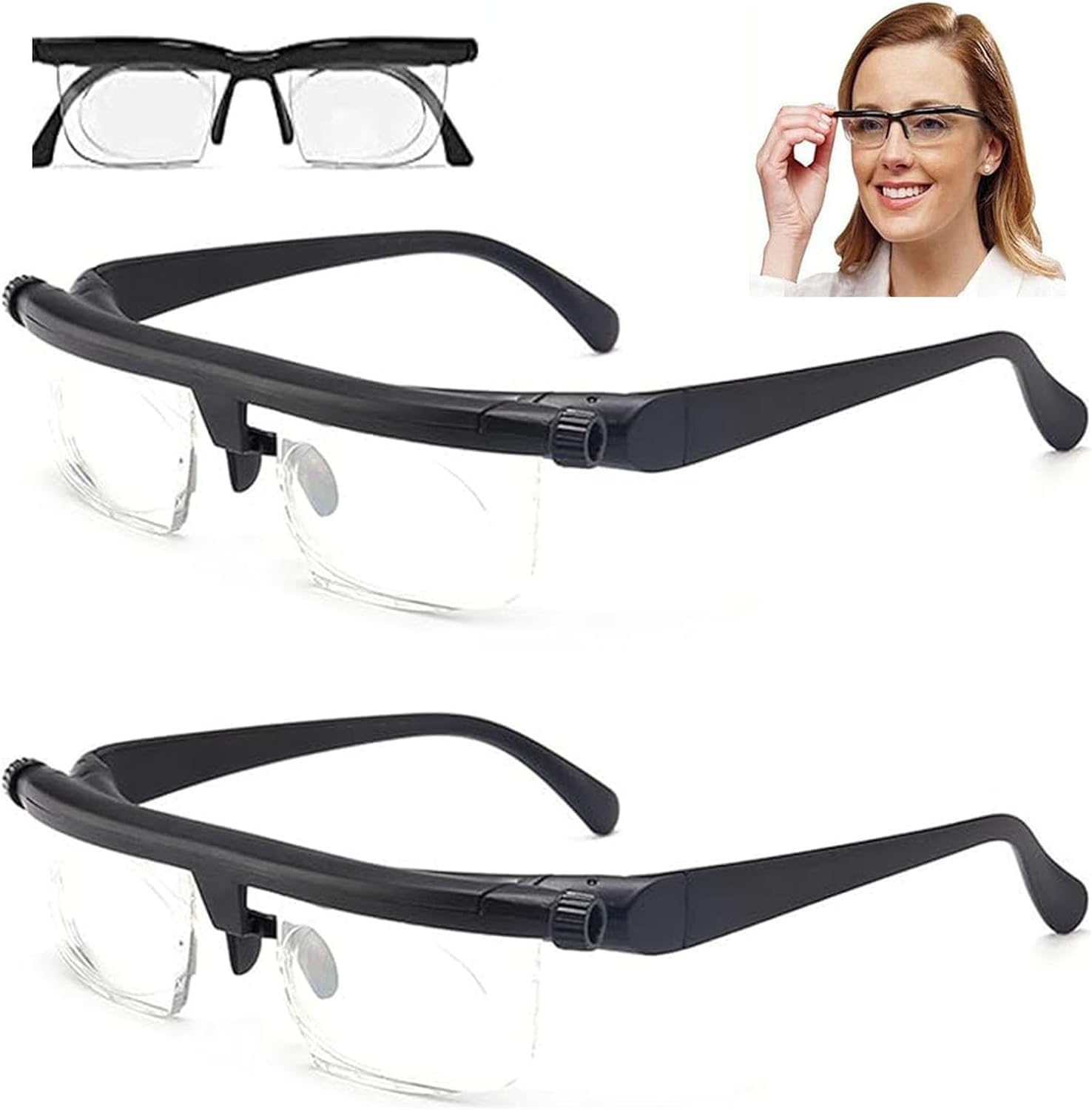 PETSBURG Adjustable Focus Reading Glasses, Focus Adjustable Glasses, Adjustable Focus Glasses near and Far Sight, Dial Vision Eyeglasses, Focal Adjustable Glasses