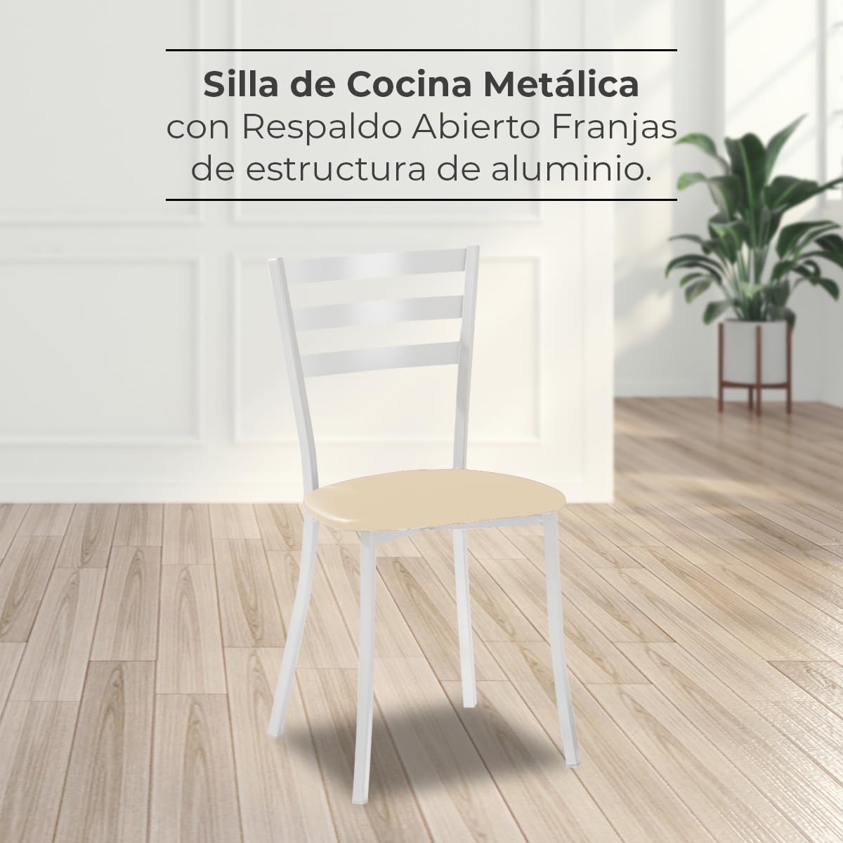ASTIMESA SCMBLBG Due sedie da cucina, metallo, beige, altezza della seduta 45 cm