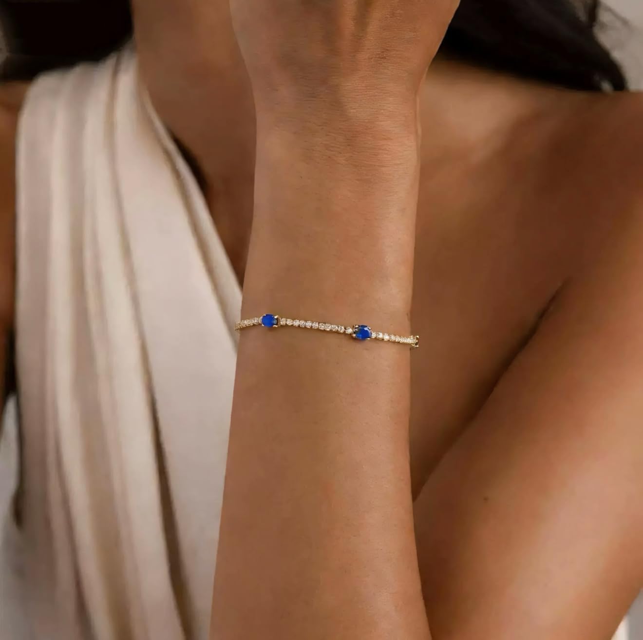 Birthstone Tennis Bracelets for women 18k Gold Tennis Bracelet with Cubic Zirconia Birthday Mother's Day Christmas Gift for Mom Wife Girlfriend - Image 2