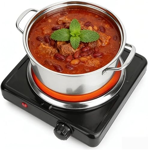 Miniatura 47 de Estufa eléctrica portátil, estufa eléctrica de doble quemador de 2000 W, quemadores infrarrojos para cocinar, quemadores dobles con placa de vidrio