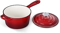 Vista 19 de Onader Cacerola de 2 cuartos de galón con tapa, sartén de hierro fundido esmaltado, olla pequeña para salsa de cocina, olla esmaltada para horno