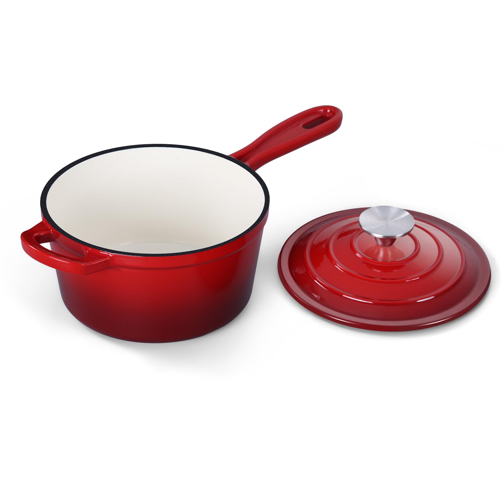 Onader Enameled Cast Iron Sauce Pan 1QT Small Saucepan with Lid Cast Iron Sauce Pot Enamel Dutch Oven