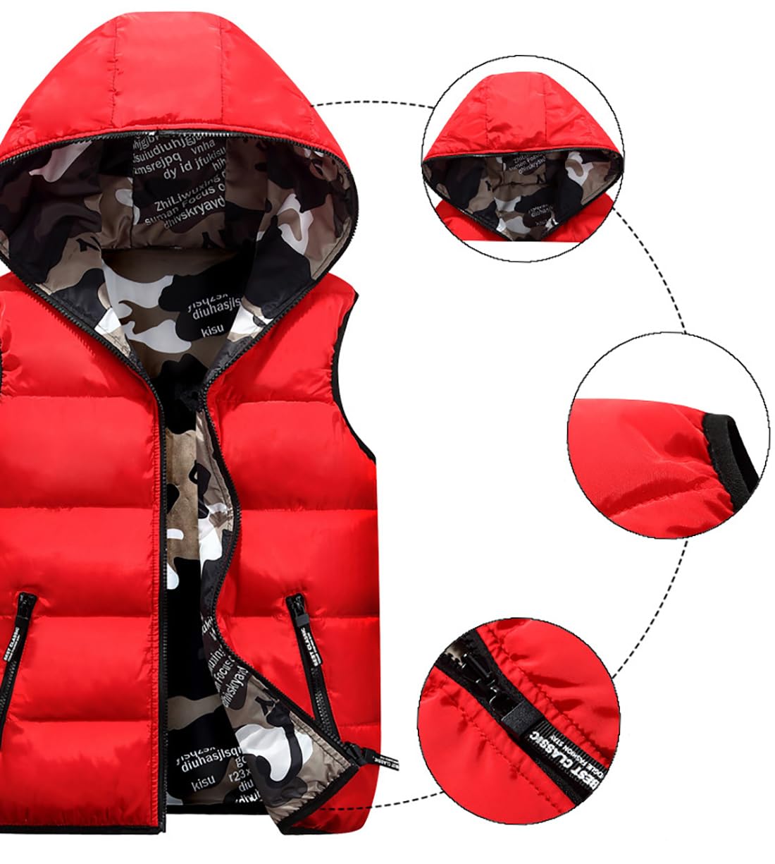 Enfants Puffer Matelassé Gilet Veste Filles Garçons Doudoune Sans Manche Gilet à Capuche Veste Hiver Manteaux