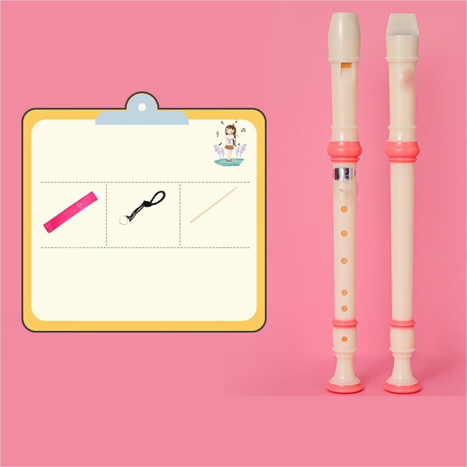 Flet Prosty 6 otworowy Flet Prosty Sopranowy (palcowanie Niemieckie) Instrument Początkowy Dla Początkujących(Pink)