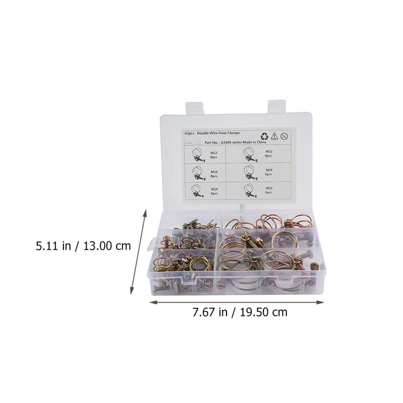 Collier de Serrage Réglable 42 Pièces en Fer pour Tuyau de Carburant