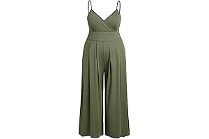 V-Neck Cami Wide Leg Jumpsuit: Casual Comfy Soft Cider Jumpsuit for Women