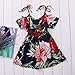 Charm Kingdom Little Kids Girls Summer Pleated Off-Shoulder Flower Sling Dress … (Navy Blue, 110 (4-5 Years))
