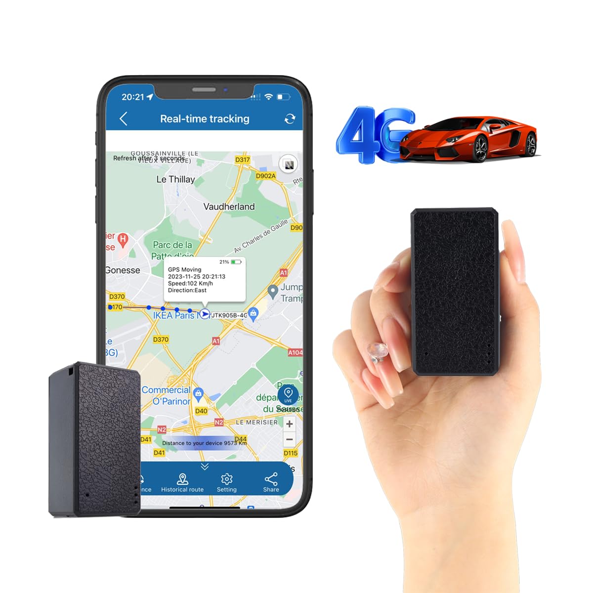 Winnes Mini Traceur GPS 4G avec Alarme Geofence et Application Gratuite, émetteur GPS, Suivi magnétique en Temps réel, Valise pour Enfants, Protection antivol de Voiture