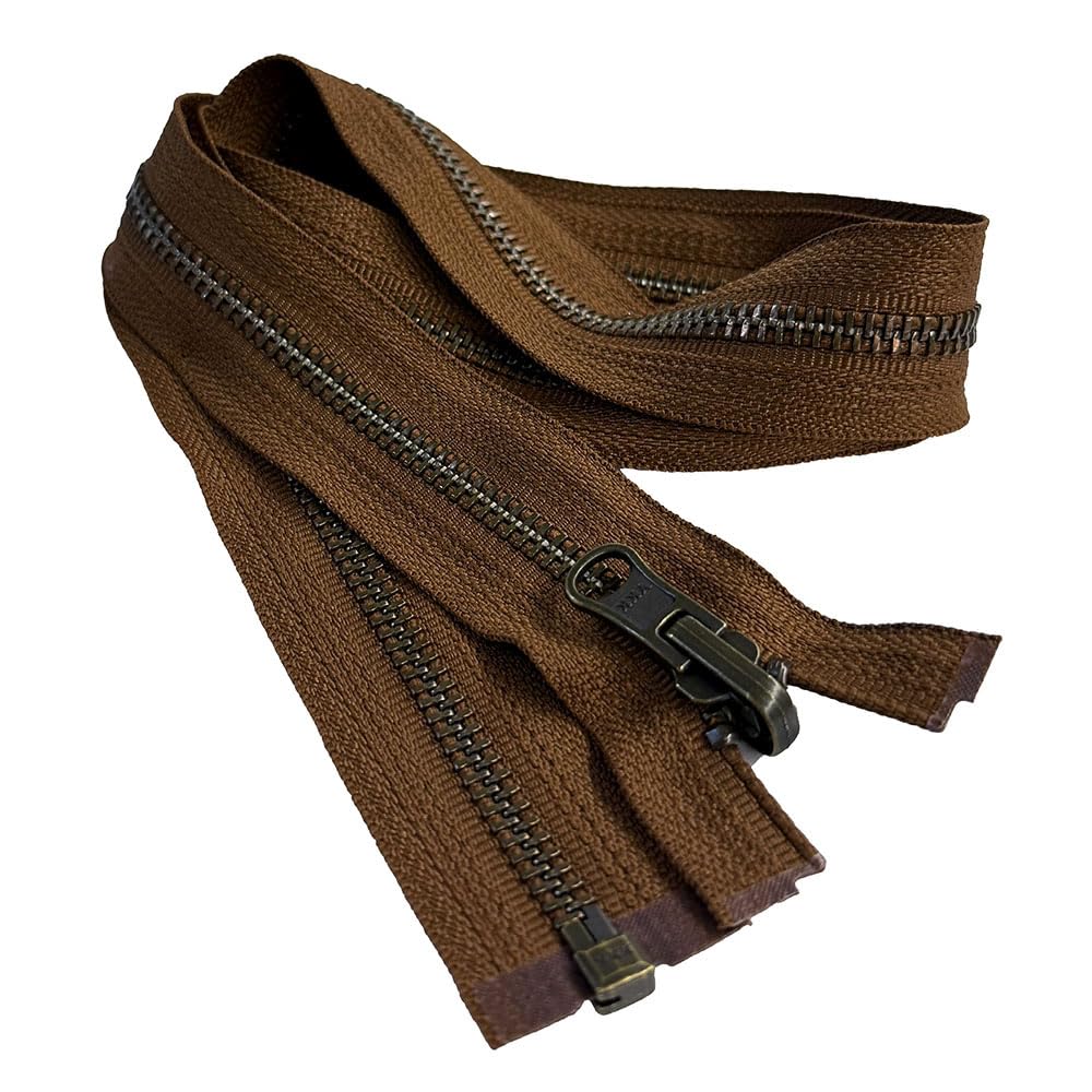 #5 Antique Brass Metal YKK Medium Weight Inside/Outside Reversible Slide Jacket Zipper Separating (1 Zipper) Color Pumpernickel #859W Choose Your