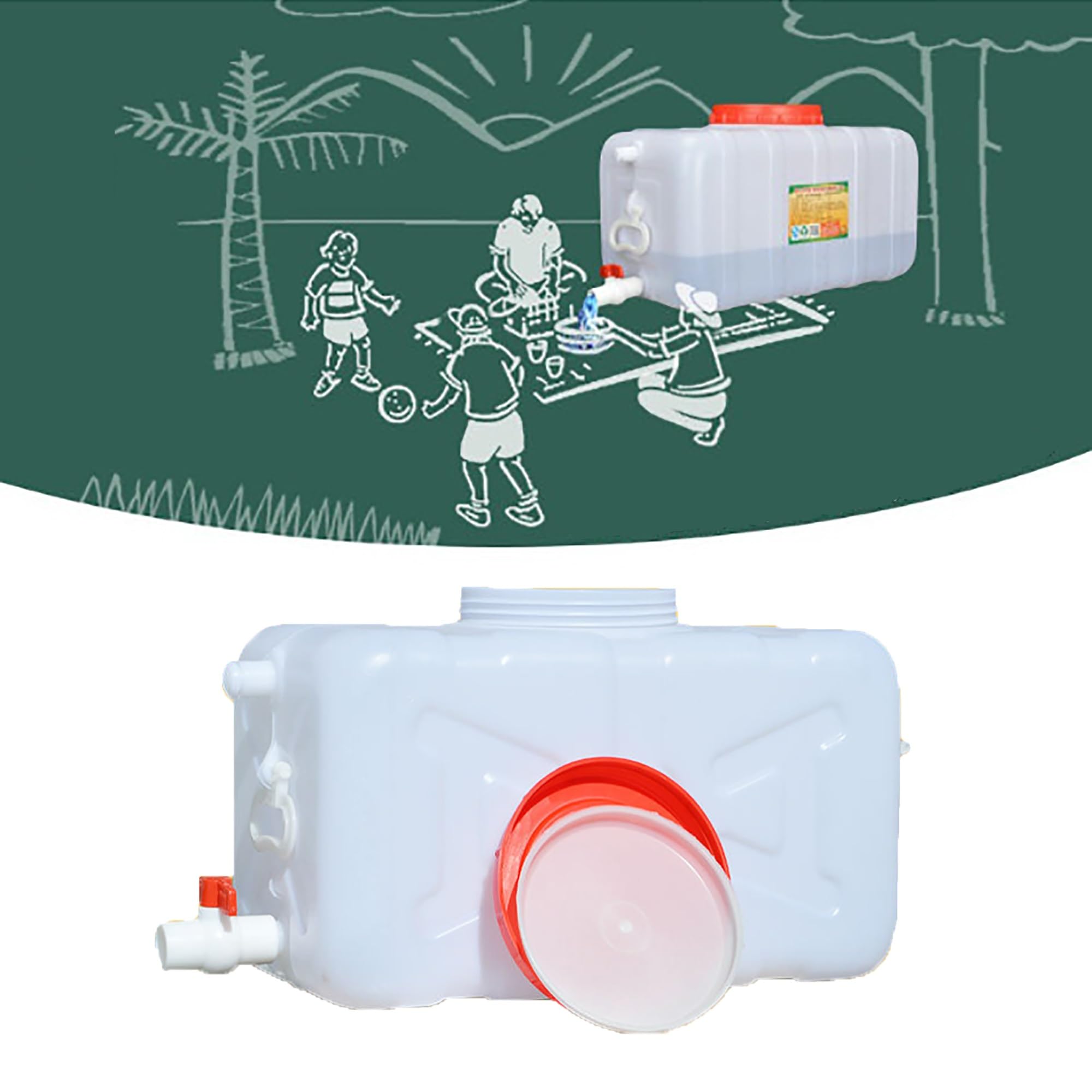 Depósito de Agua bidon Agua con Grifo Tanque de Agua Horizontal ultragrueso de Gran Capacidad, Tanque de Agua de plástico con Grifo, Conveniente Tanque de Exterior Agua para el hogar