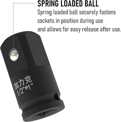 Miniatura 11 de Adaptador de enchufe de impacto y reductor de 1/2 pulgada (F) a 3/4 pulgadas (M) para llave de trinquete, hembra a macho, CR-MO, (mejorada, negro)