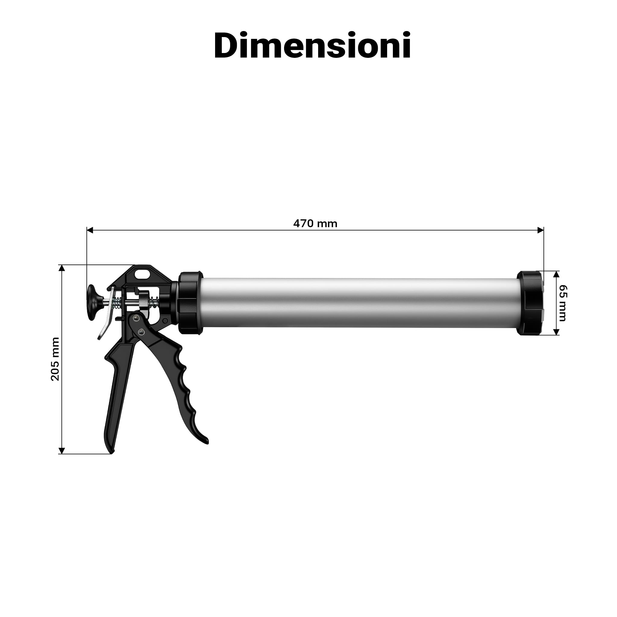 Pistola per silicone in alluminio 600 ml per cartucce da 380 mm (15")