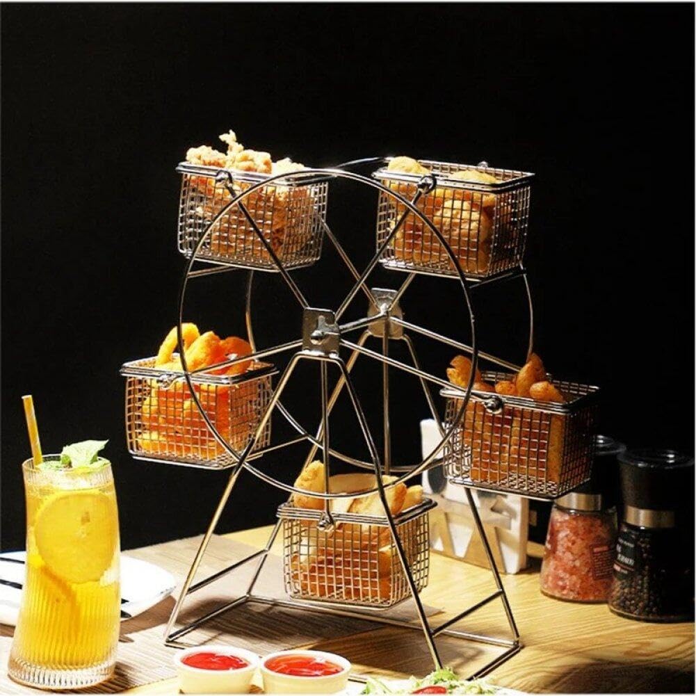 Vassoio Da Portata Per Snack, Espositore Girevole Con Ruota Panoramica Con 5 Cestini in Metallo Per Servire Cibi Fritti, Dolcetti E Dessert, Espositore Per Antipasti Per Buffet Di Ristoranti Per Feste