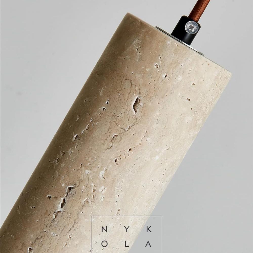 Lámpara colgante de tubo largo de piedra negra, barra de luz, mini lámparas lineales para isla de cocina, lámpara colgante de techo individual, lámpara vintage de mediados de siglo para comedo