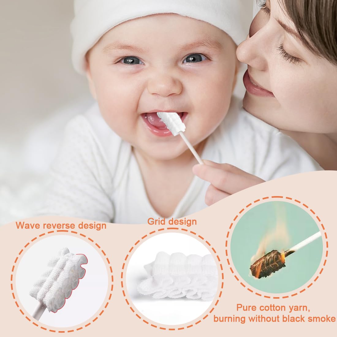 30PCS Baby Lingua Cleaner, Baby Mouth Cleaner Neonato Lingua Cleaning, Usa e Getta, Garza Gomma Cura Dentale per Bambini 0-36 Mesi