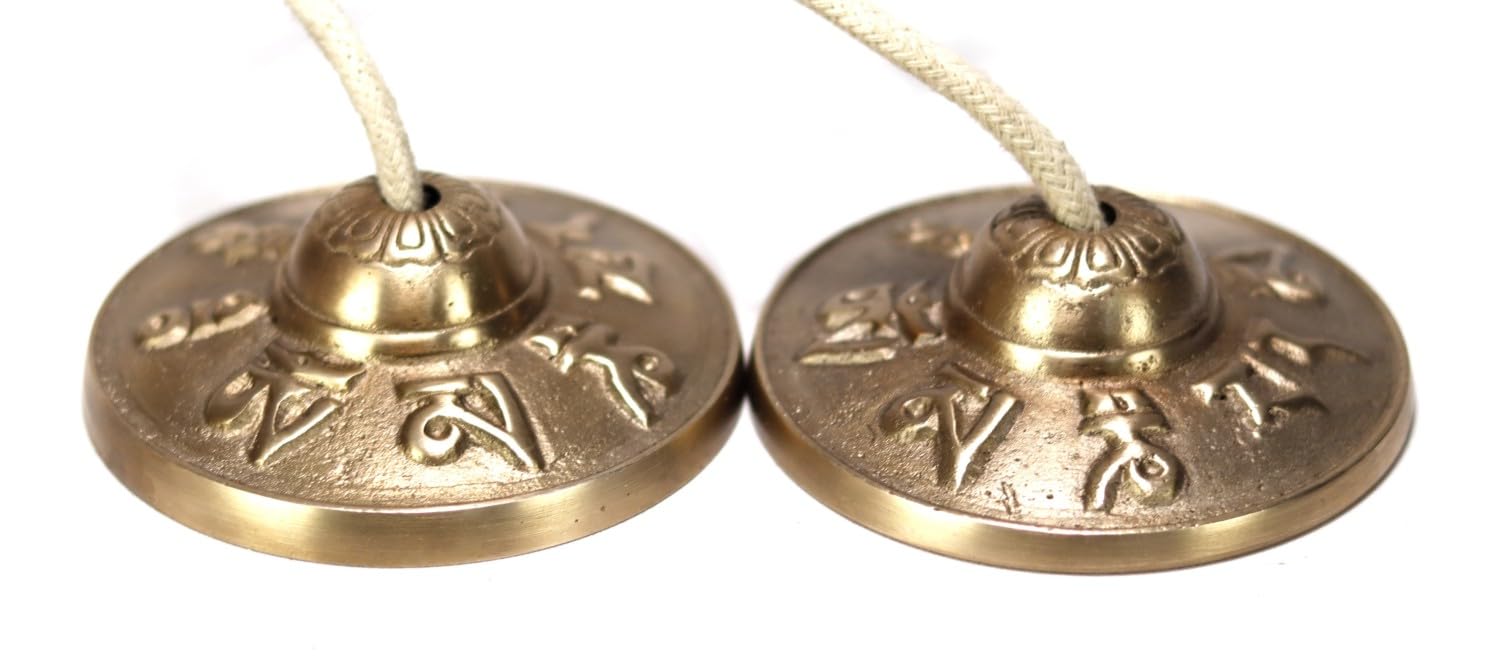Tibetische Manjeera Tingsha-Meditationsglocke, Glocken, Becken, buddhistische Meditation, Yoga-Glockenspiel, klein, verheißungsvolles Symbol (Manjeera-05)