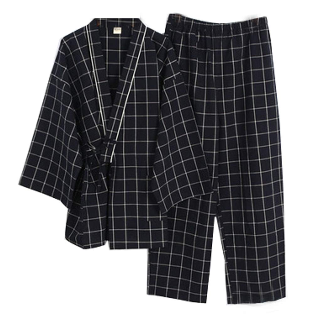 un-brand Kimono japonés para Hombre, Suelto, Informal, para el hogar, Pijama, Ropa de Dormir, Talla L O57