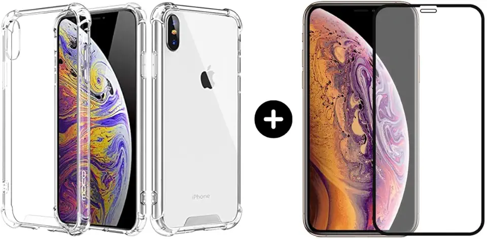 Película De Vidro 3D Tela Toda Para iPhone + Capa Capinha Case (iPhone X/XS)