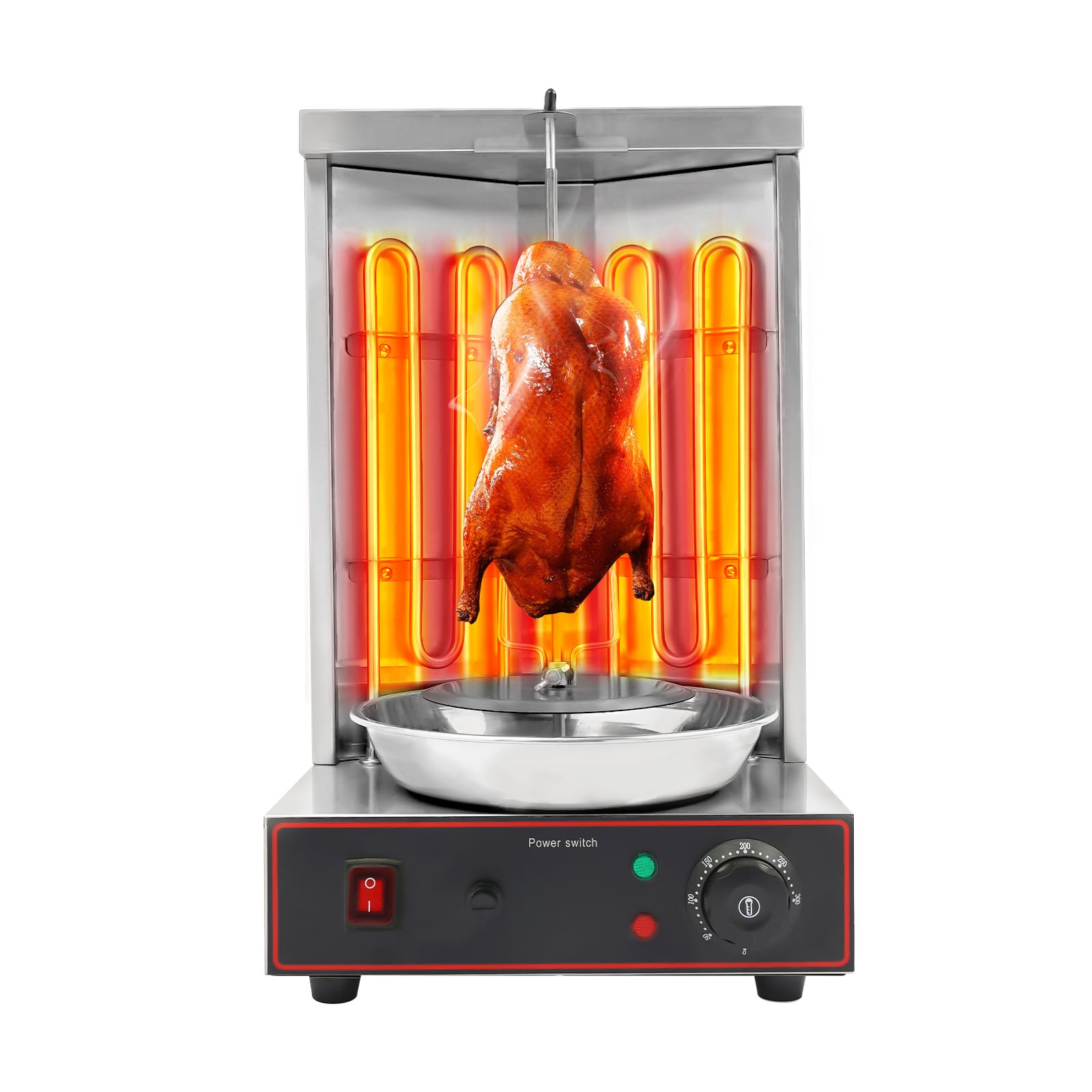 Grill do kebaba do kebaba, 3000 W, pionowy grill elektryczny z automatycznym rożnem obrotowym 360°, regulacja temperatury 50-300°C, elektryczny grill stołowy do kebabów Shawarma Rotisserie