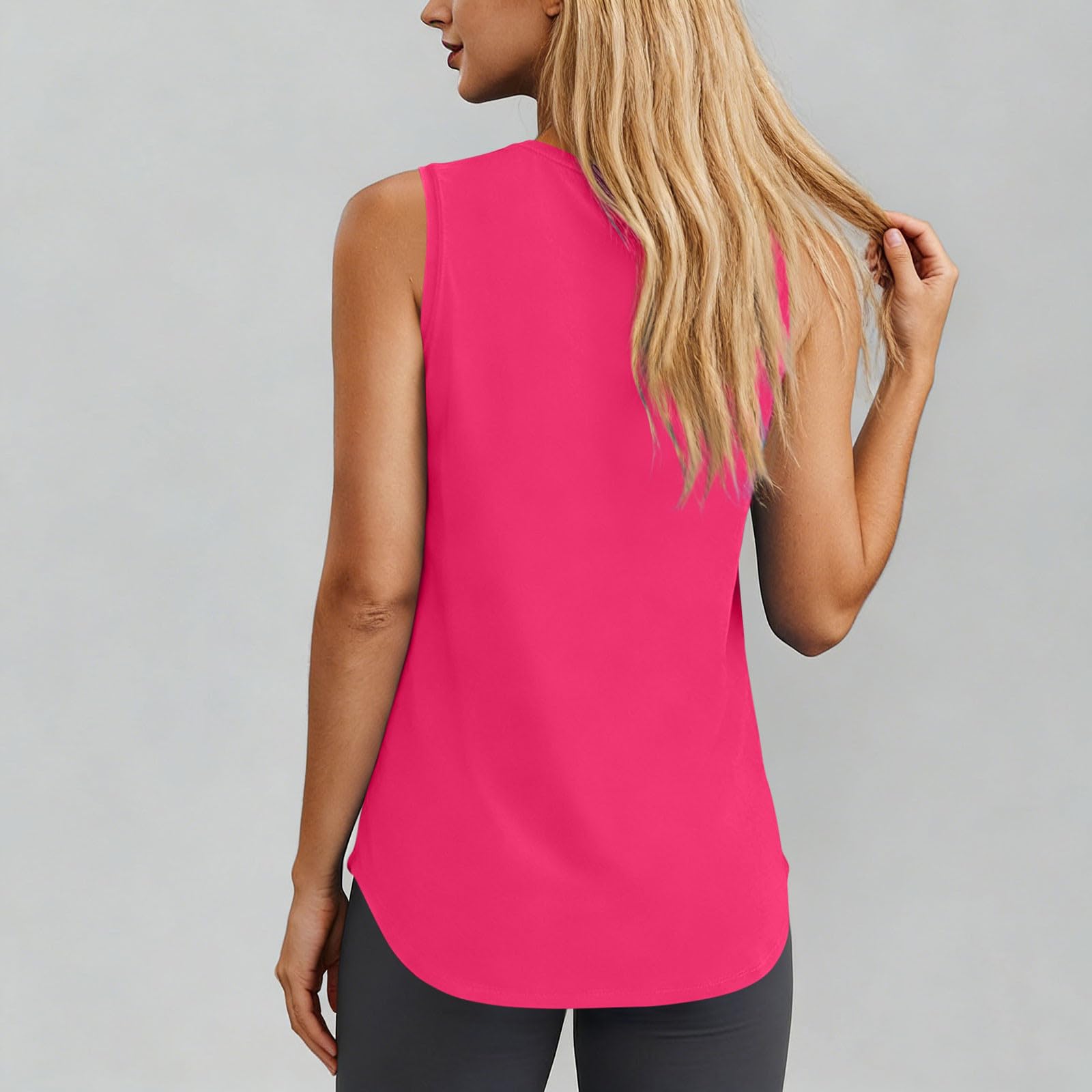 Sleeveless Workout Shirts for Women Lightweight Quick Dry Tank Tops Breathable Athletic T Shirt Basic Tee for Running — view 3