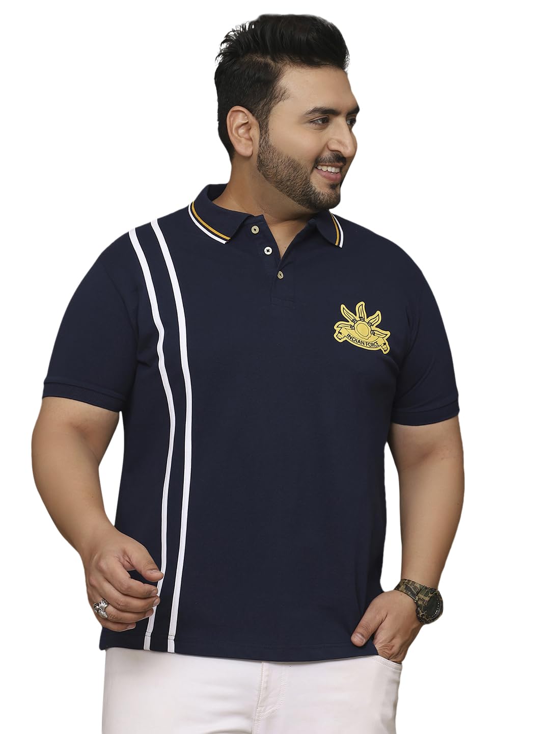 Bigbanana Men's Plus Size Solid Navy Half Sleeve Polo Tshirt-picture-37