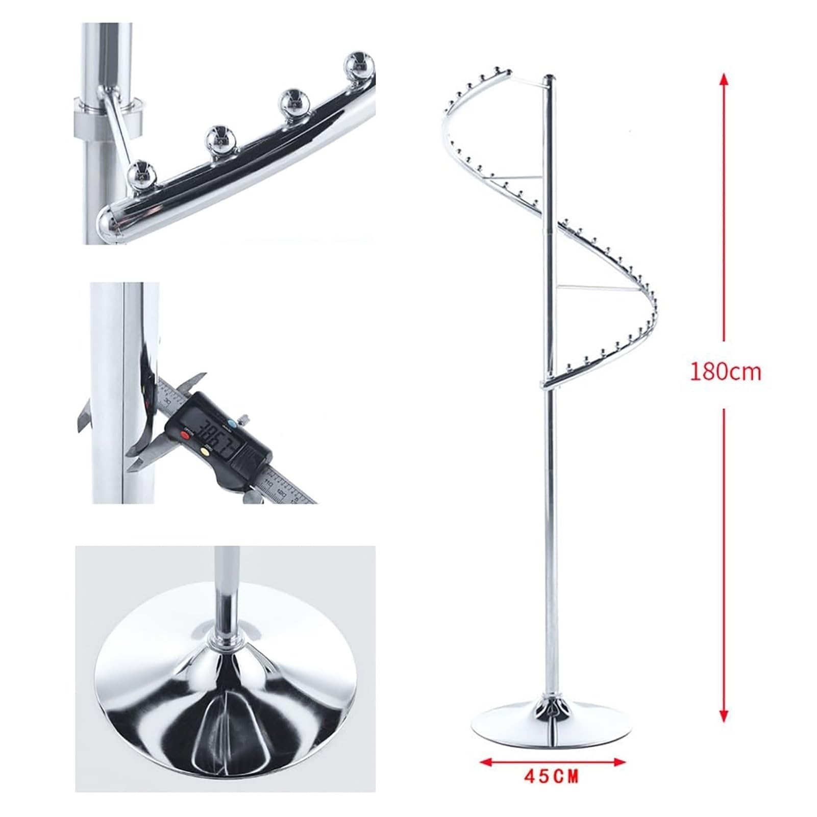 Appendiabiti a spirale in metallo, appendiabiti rotante per esporre indumenti, robusto appendiabiti autoportante per camere da letto, soggiorni e negozi