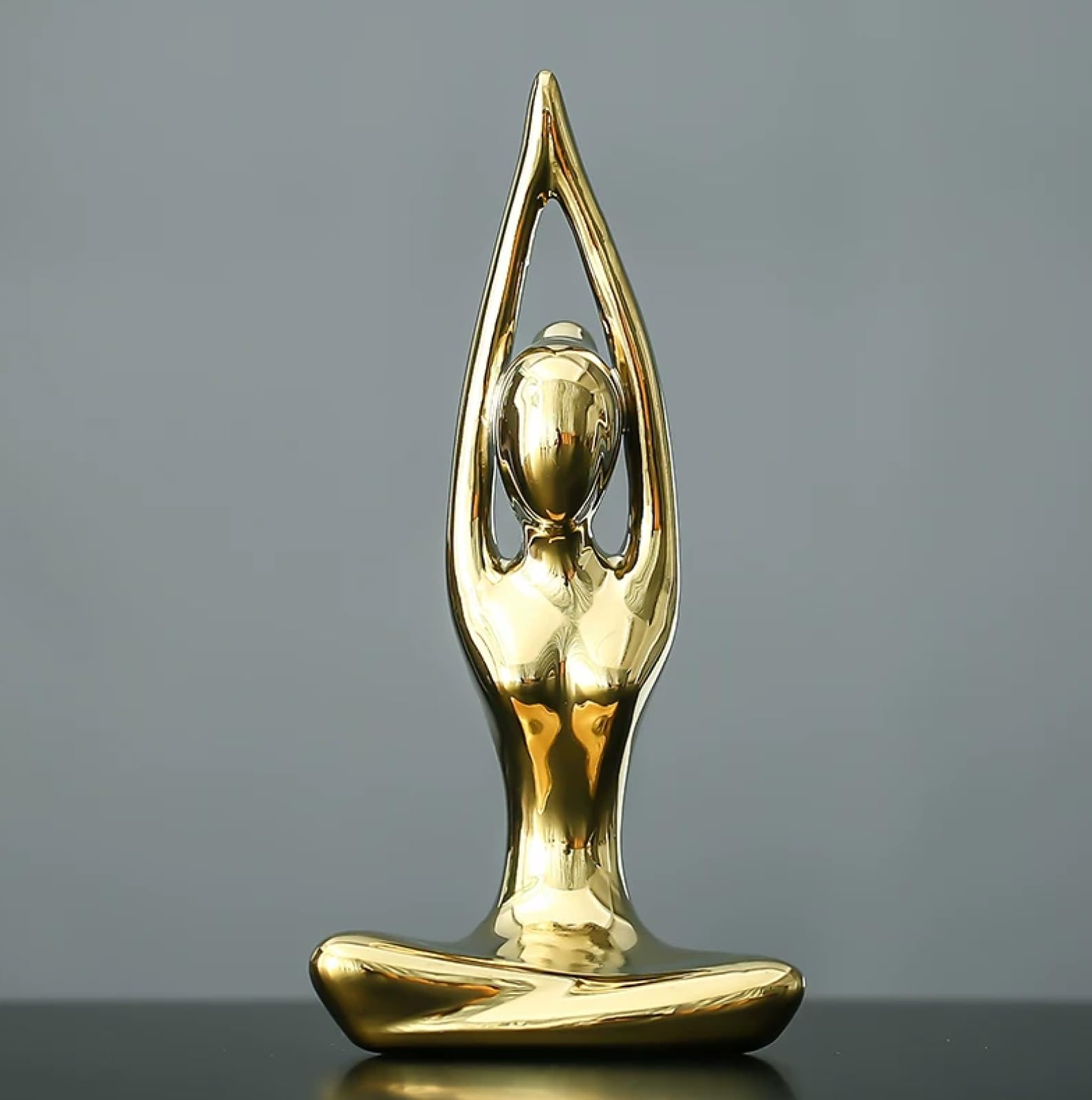 DECRZPB Ceramic Ornament Golden Yoga Woman Handcrafted Sculpture Arts Home Decor Office Wedding Gift