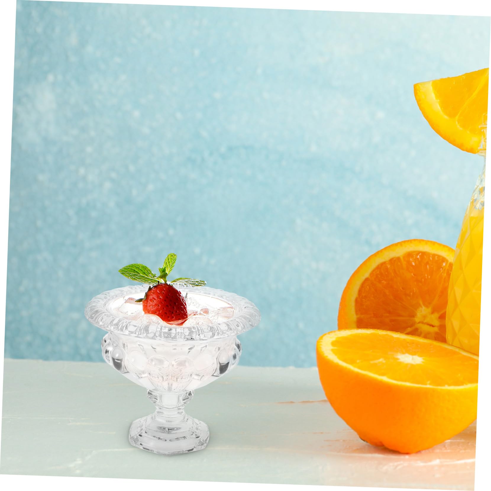 TOYANDONA Coppe Gelato in Vetro Stile Europeo per Dessert e Bevande Fredde | Ciotoline Vetro Piccole Rilievo, Piatti da Dolce e Piatti da Portata, Vacanze Estive