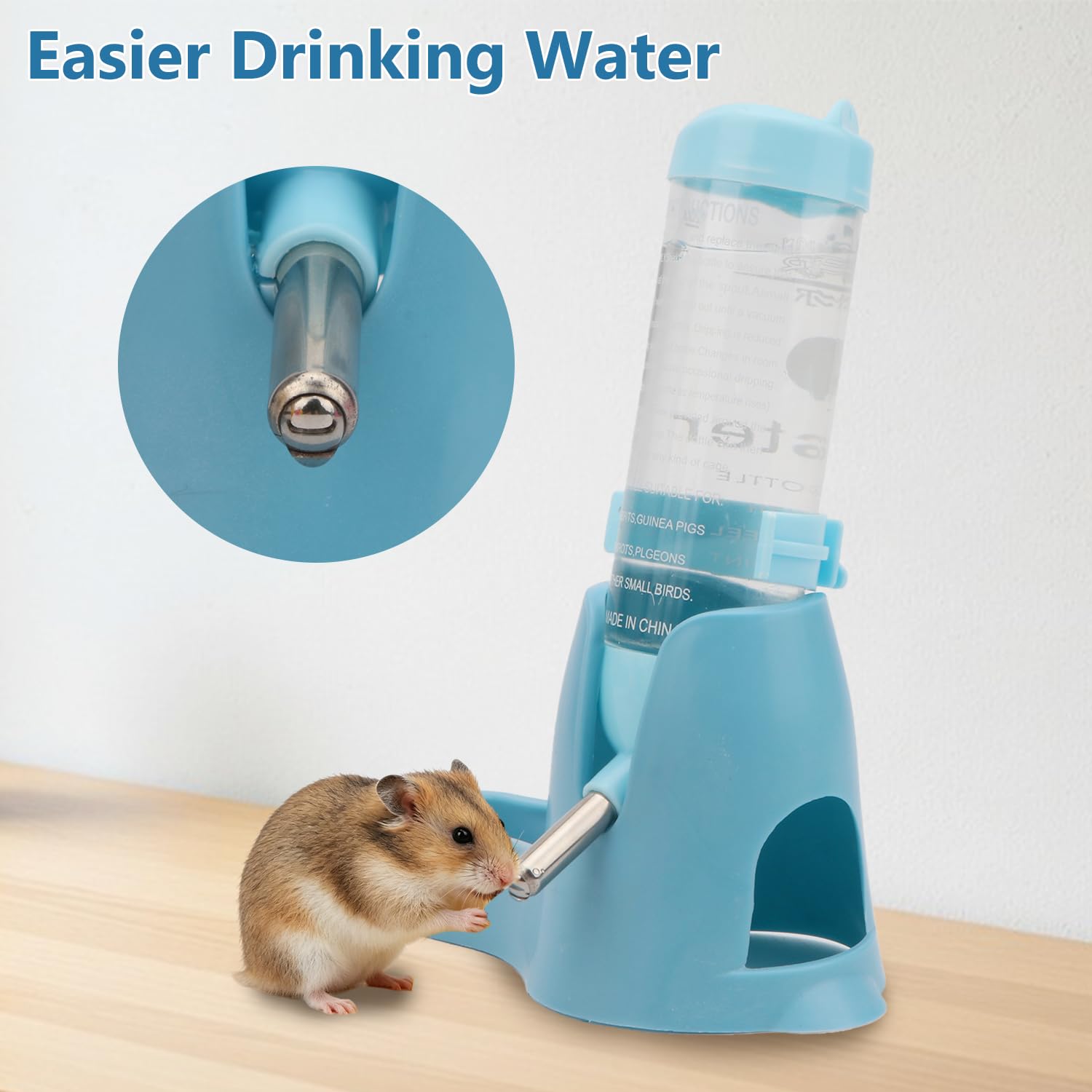 Litewoo 125 ml 3-in-1 Hamster-Wasserflasche, Futterbehälter, Basis für Trinken, Fütterung, Ratte, Meerschweinchen, Frettchen, Kaninchen, kleine Tiere, zum Aufhängen von Wasserflaschen, Blau