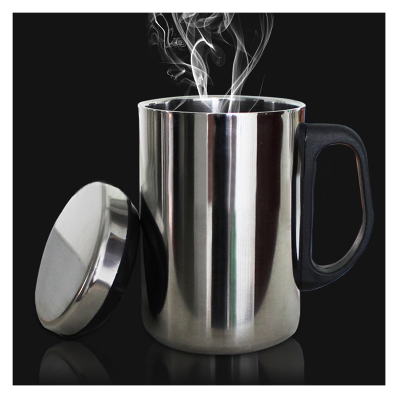 Taza de café acero inoxidable con tapa, taza té agua aislada viaje, aniti-escaldado para Casa y Oficina(500ML)