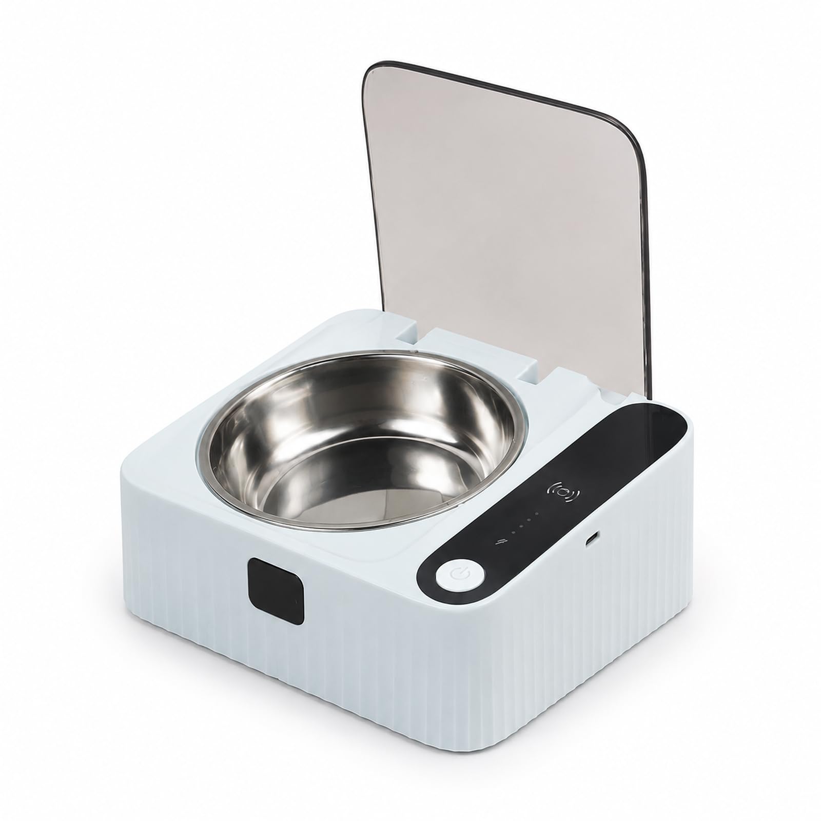 Automatischer Futternapf für Katzen, 350 ml Smart Cat Futternapf mit Infrarot-Sensor-Deckel, 2000 mAh wiederaufladbarer Futternapf für Haustiere mit abnehmbarem 304 Edelstahlnapf für Nass- und