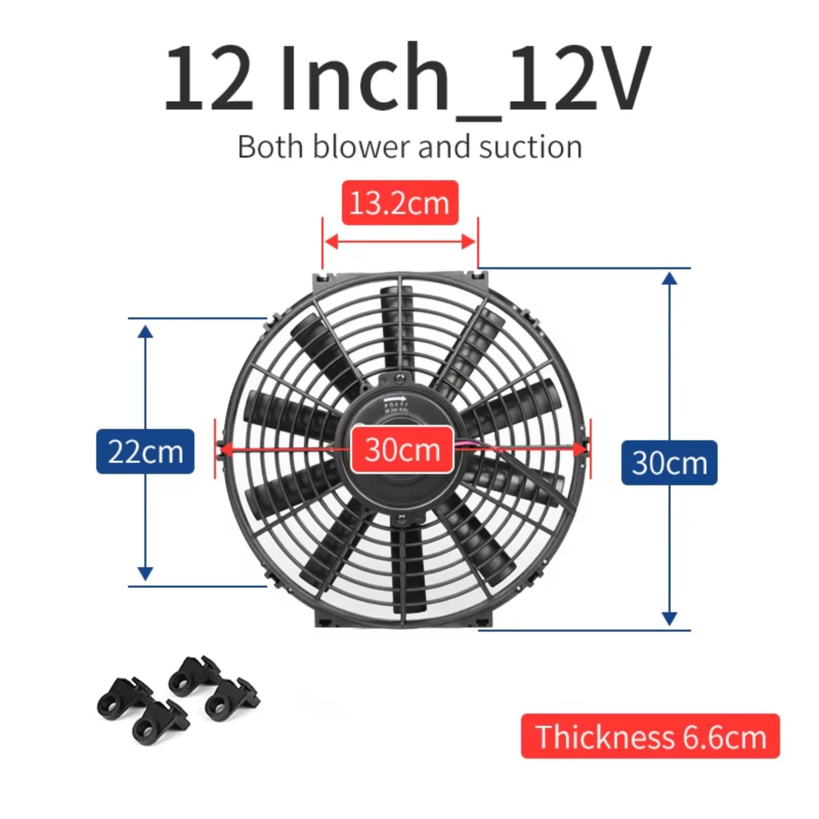 Elektrolüfter Motorlüfter Refit Universal 12 Zoll 12V 24V 80W Auto-Klimaanlage Wassertank Elektronischer Lüftermotor Elektrisches Kühlset(24V)