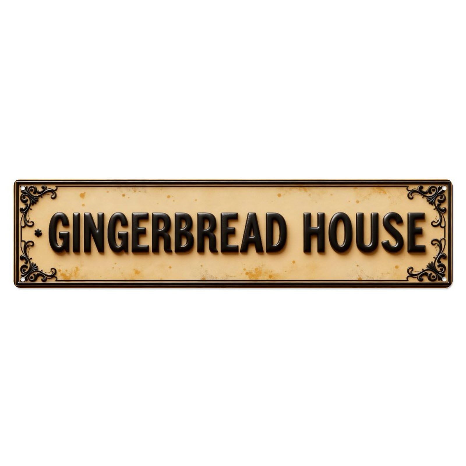 Gingerbread House Sign Pattern Metal Tin Sign Plaque