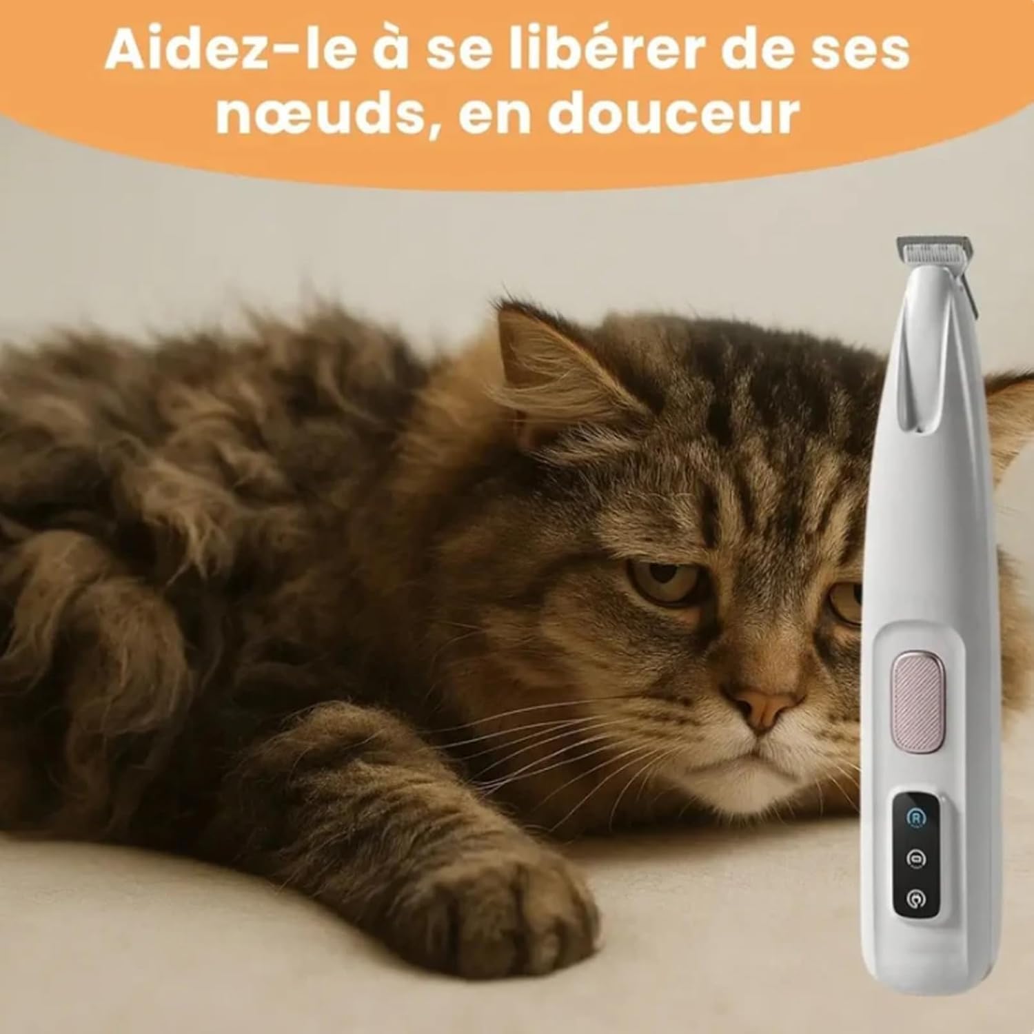 Tondeuse Patounet,Patounet Tondeuse Pour Chat,Tondeuse Électrique de Précision Ultra-Silencieuse,Lames Hypoallergéniques Sûres,Sans Risque de Blesser Votre Chat,Rechargeable
