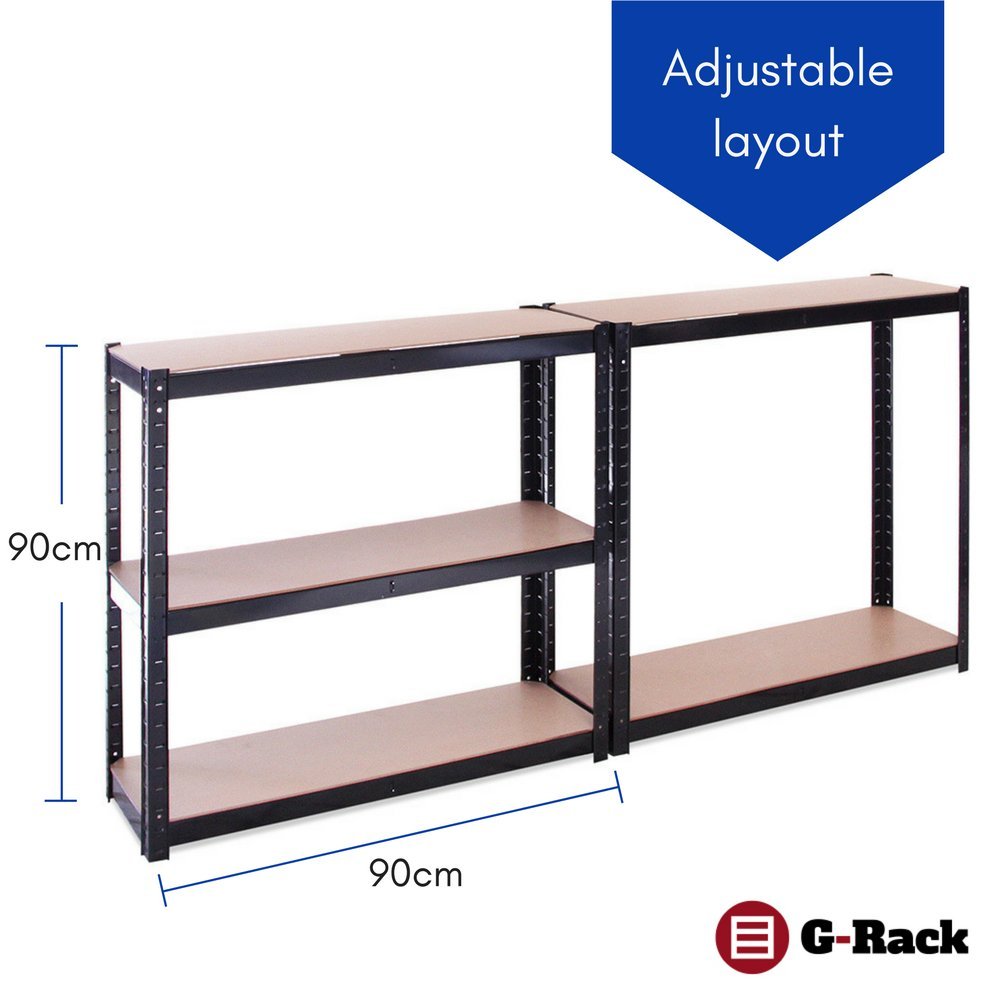 Estante de Almacenamiento para Garaje: 180 cm x 90 cm x 30 cm | Dos unidades, Negro - 5 Estantes | 175 kg de carga cada balda (Capacidad para 875 kg) | Estantería para Garaje - 5 Años de Garantía