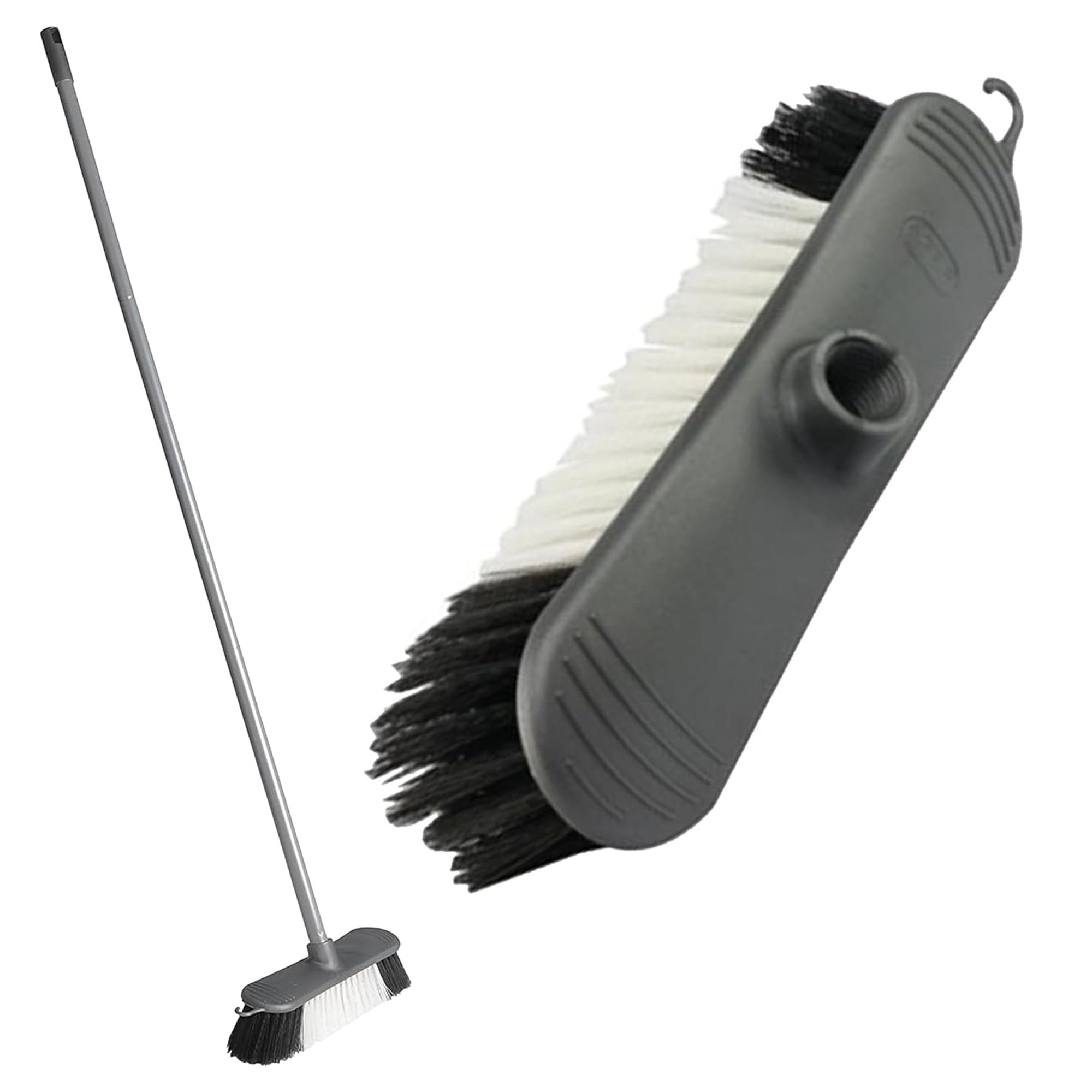 Long Metal Handle 3pcs Metallic Grey Indoor Sweeping Broom