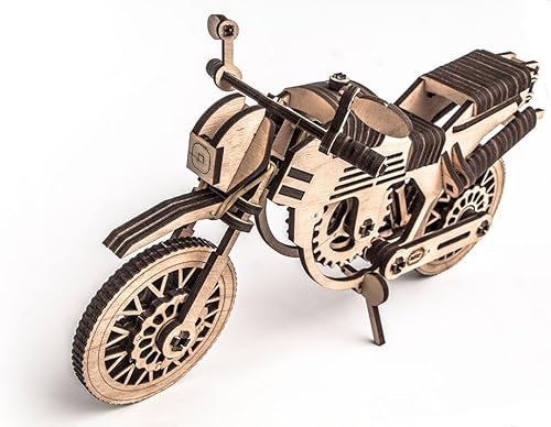 Juego de construcción mecánica de madera 3D Puzzle Moto Bike Idea de regalo
