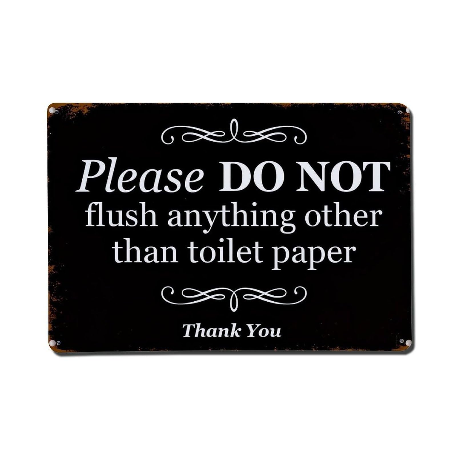 Please Do Not Flush Anything Other Than Toilet Paper Thank You Tin Sign Metal Poster Vintage Metal Signs for Home Man Cave Bar Cafe Kitchen laundry room Wall Decorations Gift 8x12Inch