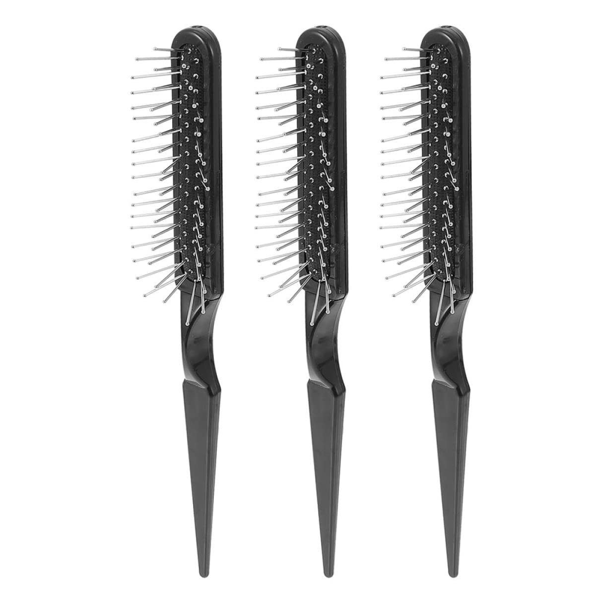 Cabello 3pcs Detangler Steel Teasing Combs Styling Brushes Womne Brush Teñido del cabello Cerdas anchas for desenredar Mujeres for Paddle Head Cojín puntiagudo Mini Mujer Pocket Shop Tail Cepillo for