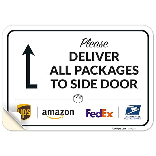 Vista 551 de Cartel de entrega del paquete, letrero de instrucciones de entrega, 10 x 7 pulgadas, aluminio 040 libre de óxido, resistente a la decoloración