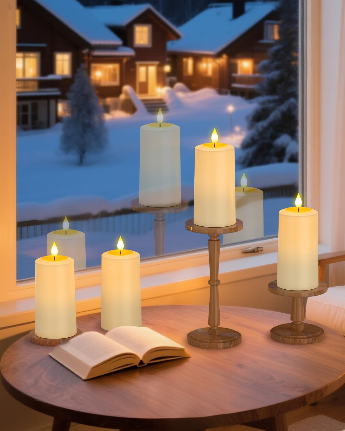 SoulBay LED Kerzen Outdoor Aufladbar mit Timerfunction für Garten 4er Set | Aufladbare Kerzen mit Ladestation & Fernbedienung, Wasserdicht LED Stumpenkerzen für Party Zimmer Halloween Deko Weihnachten
