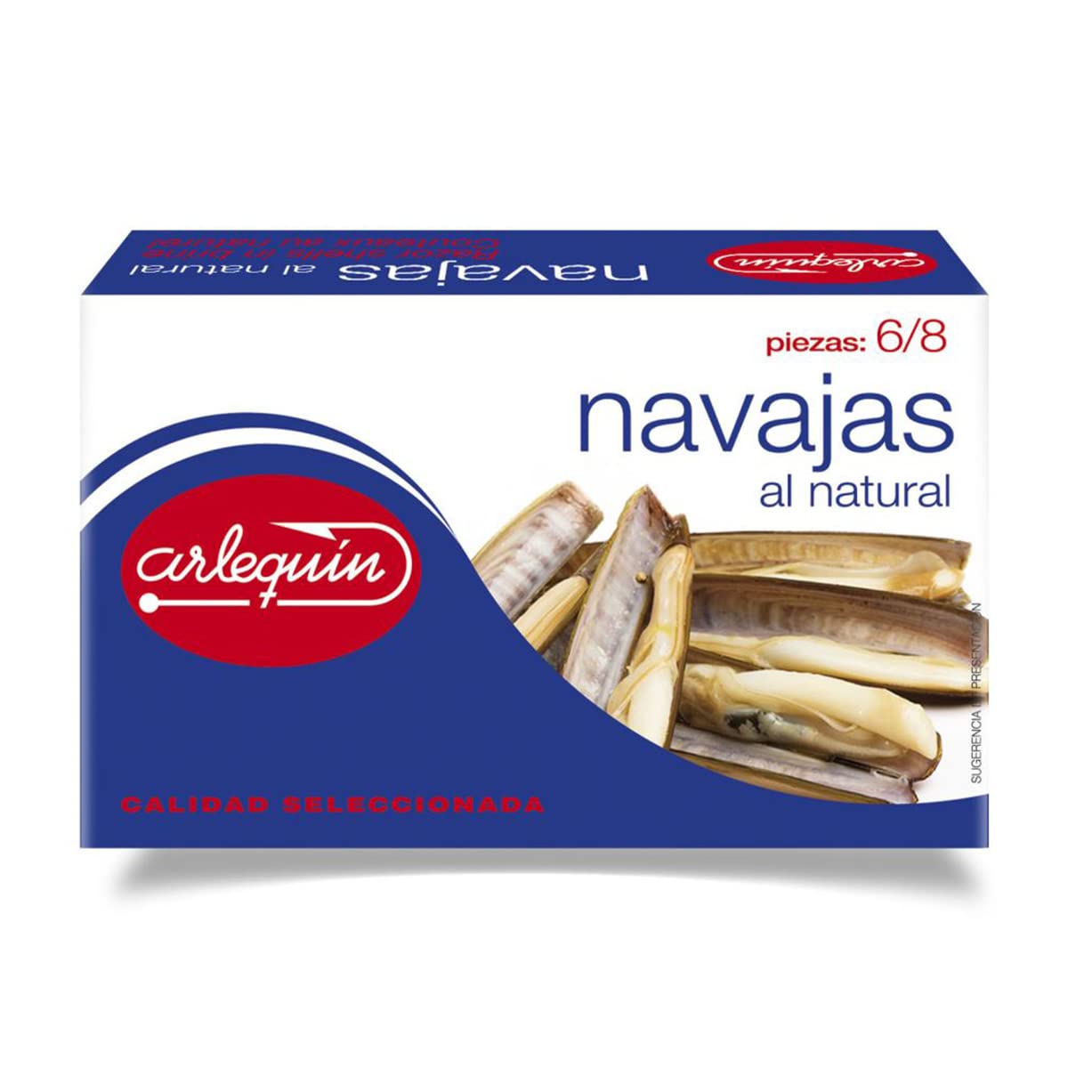 ARLEQUIN Navajas al Natural, Pack de 4 Latas de 120 grs. y 4/8 Unds (480 grs y 16/32 unds)