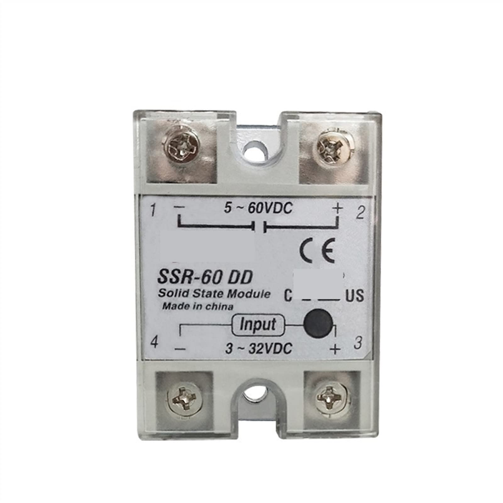 SSR -80DD DC Controllo DC SSR White Shell Monofase Relè a stato solido 80A Ingresso 3-32V DC Uscita 5~60V DC 1Pcs(SSR-80DD)