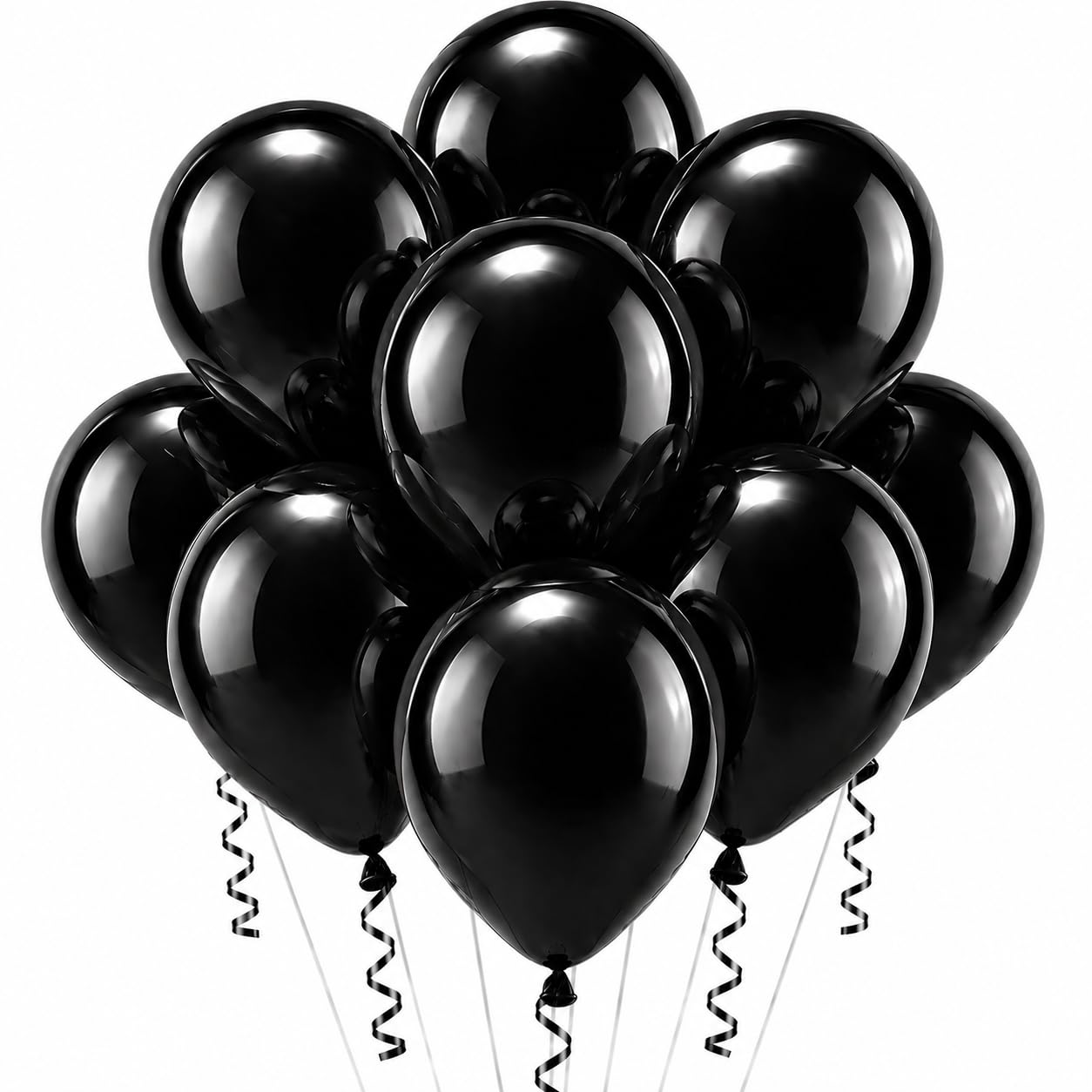 50 Pack Party Balloons 12 Inch Black Latex Helium Air Filled Decor Supplies for Wedding Birthday Anniversary Milestone Celebration Event Professional Arch Bouquet Kit