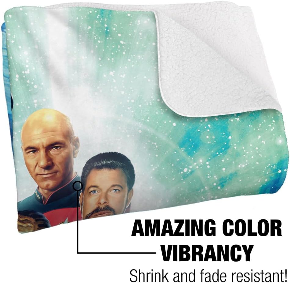 Star Trek Blanket, 60"x80", 30 Crew Silky Touch Sherpa Back Super Soft Throw Blanket