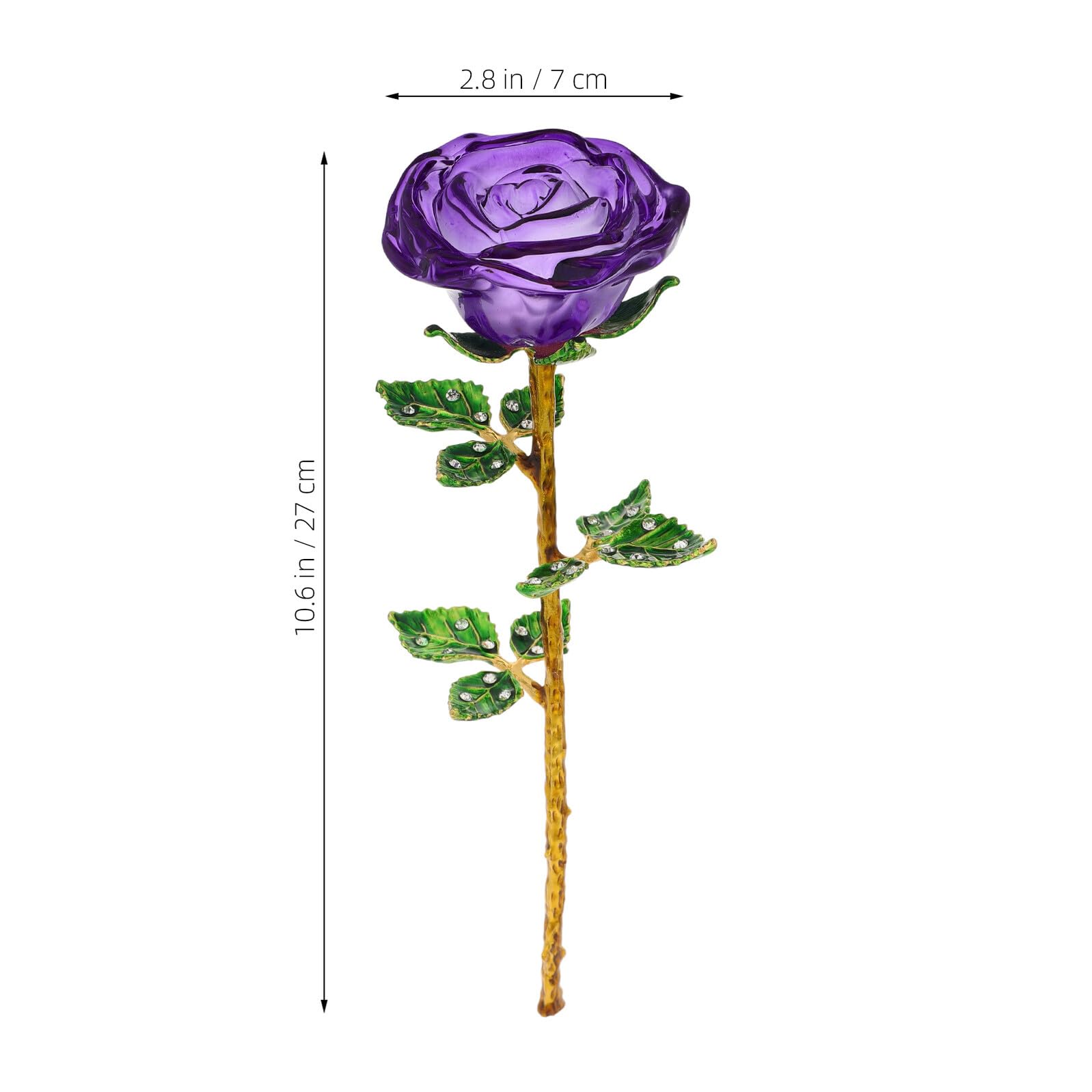 SHINEOFI Estatua de Flor de Cristal Morada con Tallo Dorado y Jarrón Figura Decorativa Coleccionable para Bodas Centro de Mesa y Obsequio Romántico de Aniversario