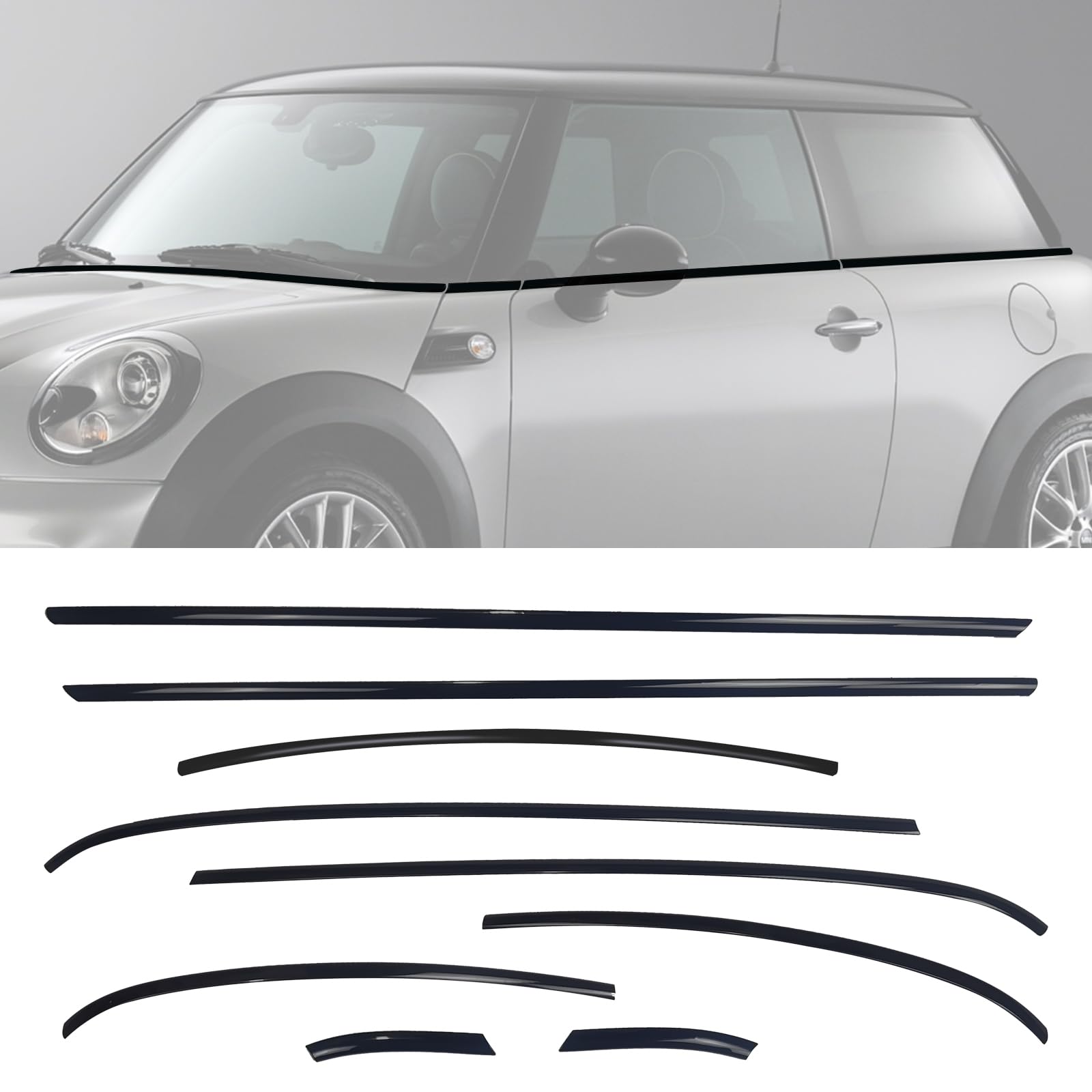 Black Belt Line Trim for Mini Cooper R56 Window Sill Chrome Delete Blackout