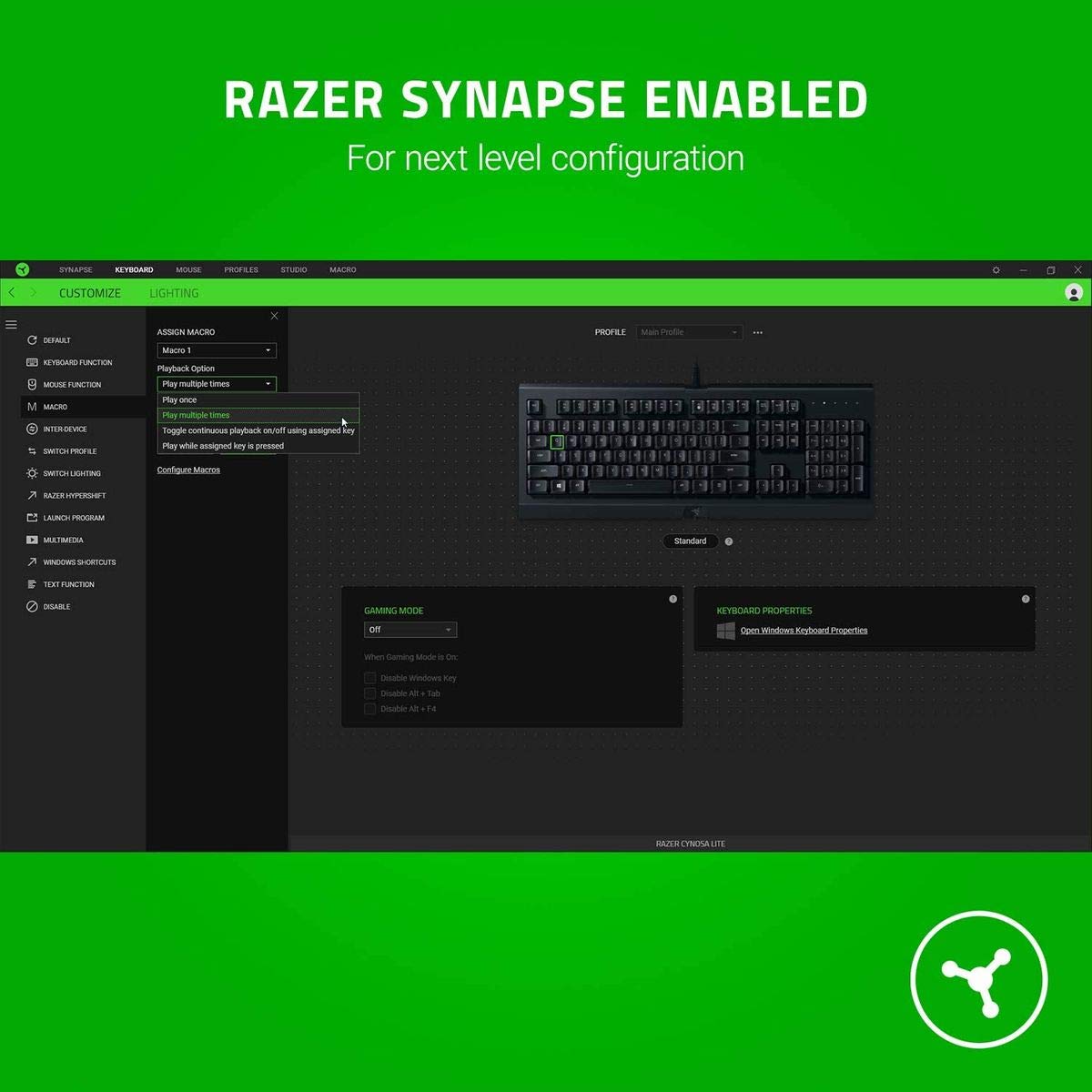 Razer Power Up Bundle Pacchetto Composto da Una Tastiera Cynosa Lite IT-Layout, Mouse Viper e Auricolare Kraken X Lite