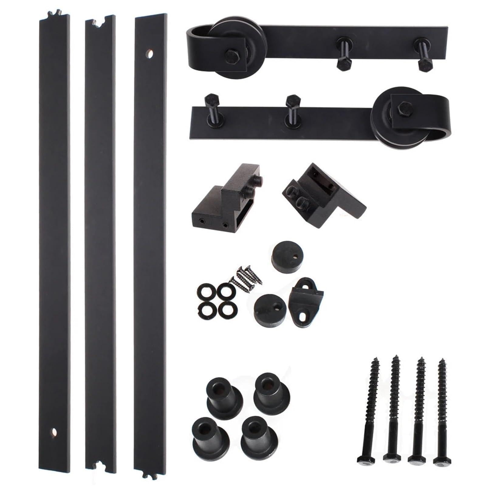 Csdasw 1 Sliding Barn Door Hardware Roller Track Rail Kit Set For Closet Cabinet Wood Barn Door Rail Track Kit System 80Cm Door Hardware Smooth And Quiet(150Cm Single Door)